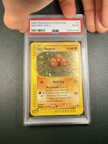 Dugtrio Holo Expedition Base 10/165 PSA 2 SWIRL Pokemon 2002