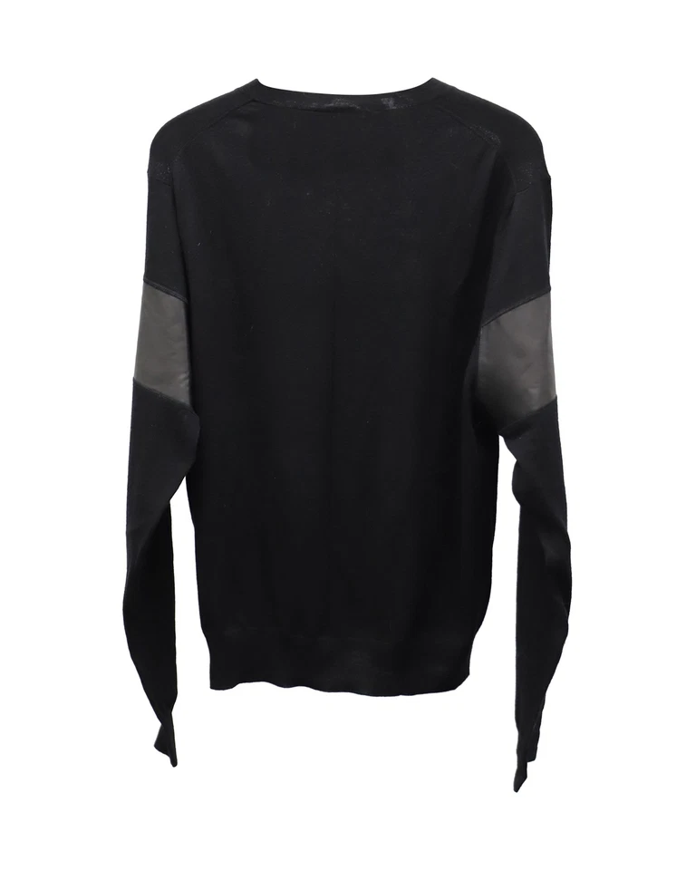 Givenchy Sweater With Leather Stripe Detail In Wool Men Black Xl - Image 2 of 4