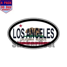 California Los Angeles State Flag Oval Sticker 4 Pack 3x2 Inch