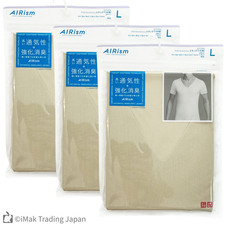  3-Pack UNIQLO AIRism Deodorant Mesh V-Neck T-Shirt Anti-Odor Japan NEW