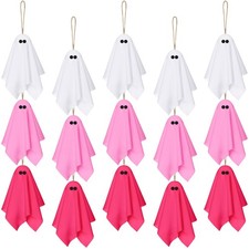 15 Pcs Pink Halloween Ghost Decor Pastel Hanging Ghosts Halloween Decor 4 Inc...