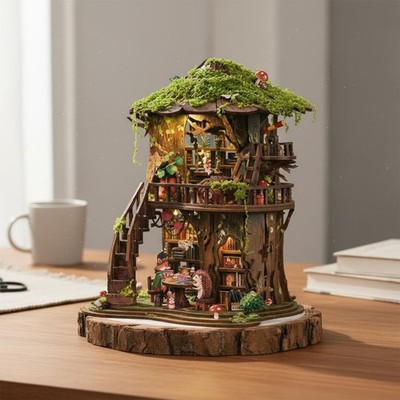 Miniatur Waldhaus Geschenkidee Zum Selbermachen Buchecke detaillierte Szene für Arbeitszimmer