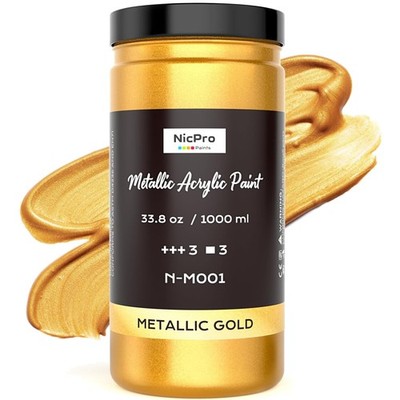 Acrylic Metallic Gold Paint - Ideal for Multi-surface
