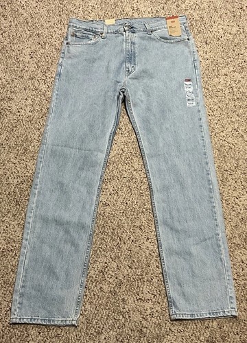 Levi's 505 Regular Fit Straight Leg Stretch Denim Light Blue Jeans Men’s 38x34