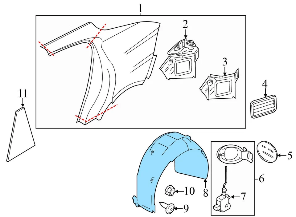 14-16 PORSCHE PANAMERA 970 - Quarter Panel Fender Liner / Wheel Housing Cover Foto 3 de 4