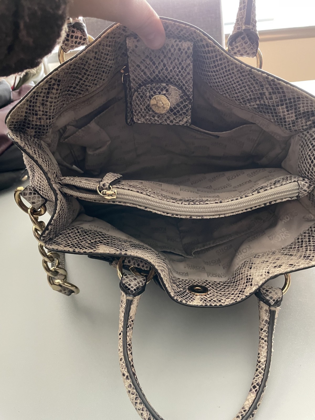 Michael Kors Beige Python Leather Organizer Cross… - image 4