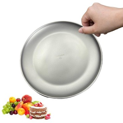 Titanium Outdoor Camping Plate Ultralight Portable Round Frosted Dish forCo X2F9