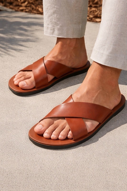 To Boot New York “ Miramare” Men’s Leather Sandals - Size 12M - Cognac - Italy