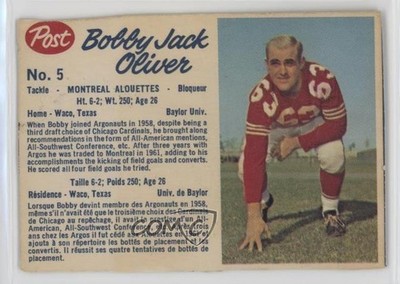 1962 Post Cereal CFL Bobby Jack Oliver Bob Oliver (hand-cut) #5 2g2