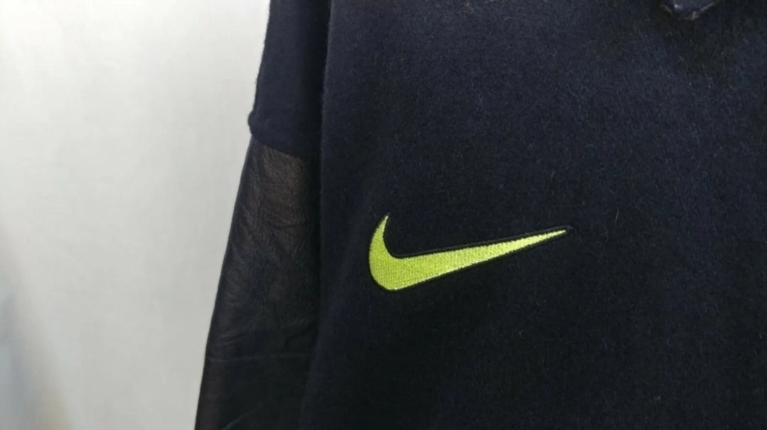 SACAI X NIKE Giacca Bomber Vintage Borussia Dortmund Nike Premier Varsity Lana Pelle Uomo 2XL