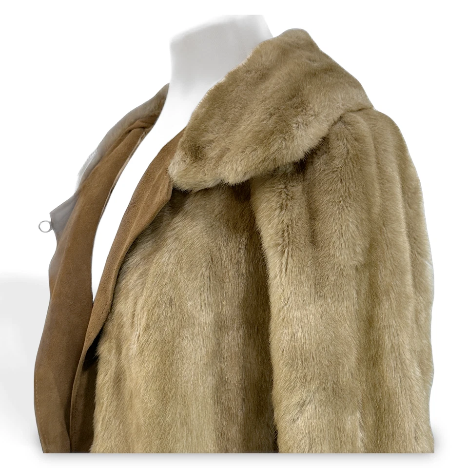 Vintage Adolph Schuman Lilli Ann Womens Faux Fur Coat Suede Trim Lined Pre-owned - Image 2 of 4
