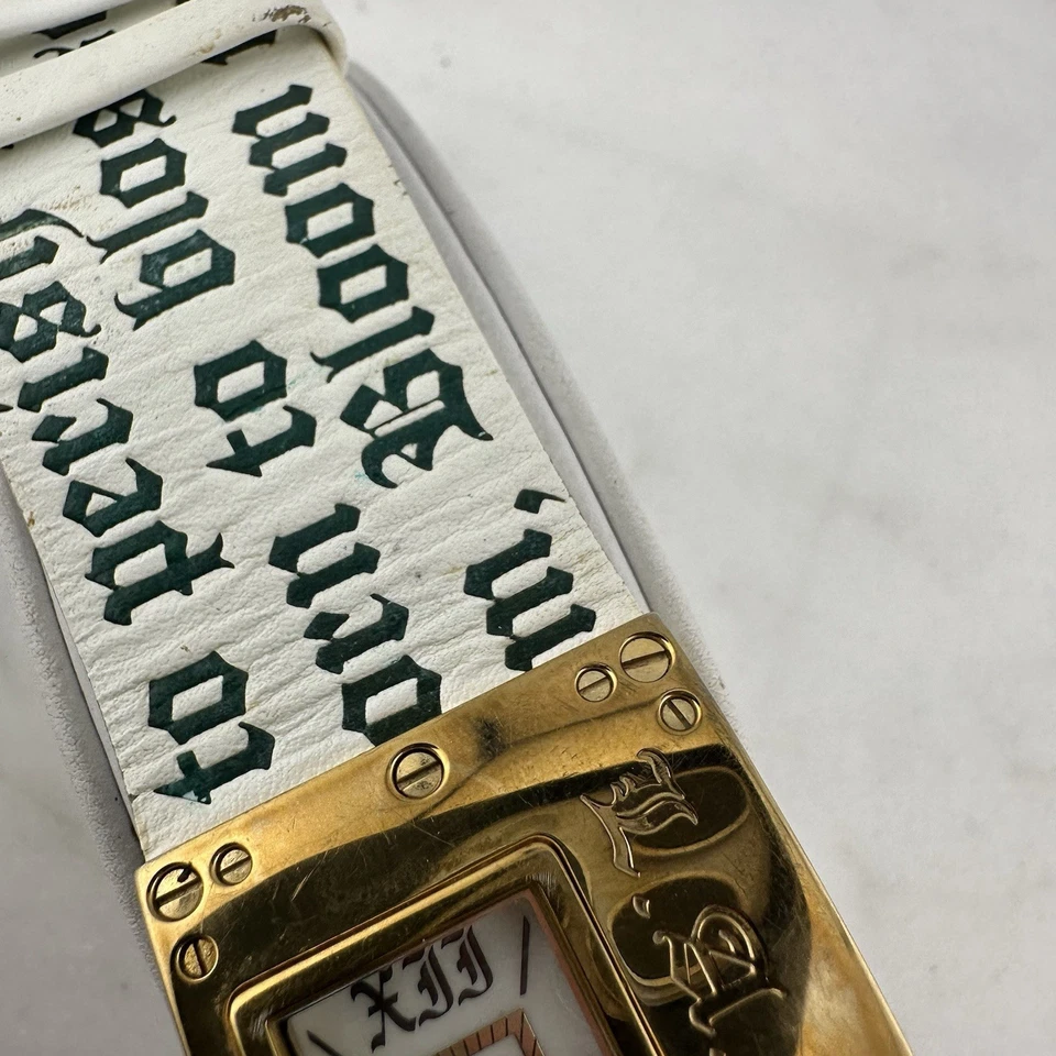 Гвен Стефани L.A.M.B. Белый черный кожаный ремешок золотой циферблат часов - новый аккумулятор - Изображение 2 из 4