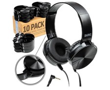 Bulk Classroom Headphones 10 Pack - On-Ear Premium Student Bulk Headphones