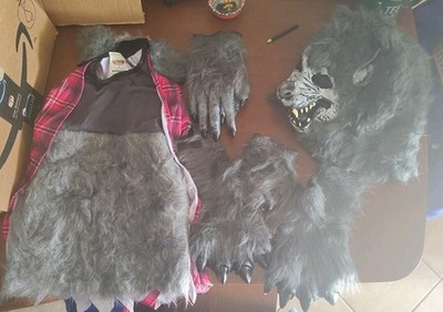 Werewolf Kids Scary Halloween Costume Small Wolfman Kids Howling 7 PC Furry