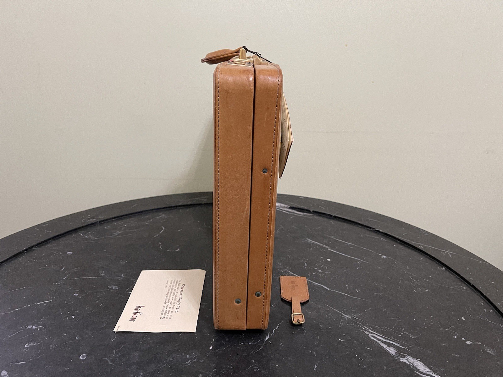Hartmann Presidential Slim Tan Belting Leather Attaché Briefcase Super Rare NOS image 5