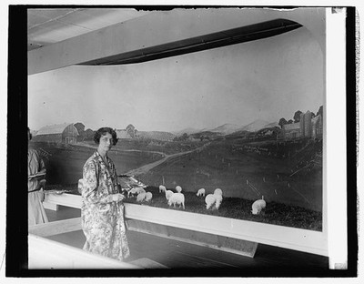 Miss Ruth McC. Trumble with Agricultural Department Sesquicentennial exhibit