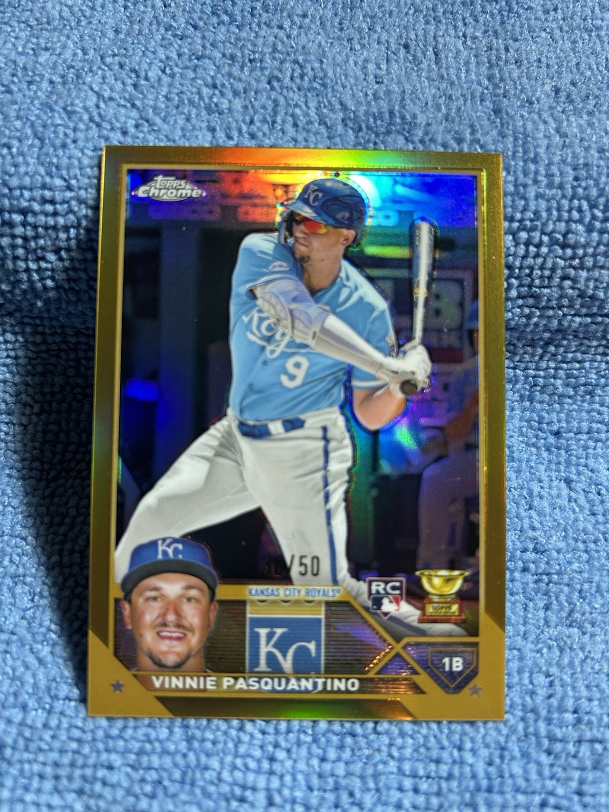 2023 Topps Chrome Vinnie Pasquantino #119 Gold Refractor /50 Rookie Royals