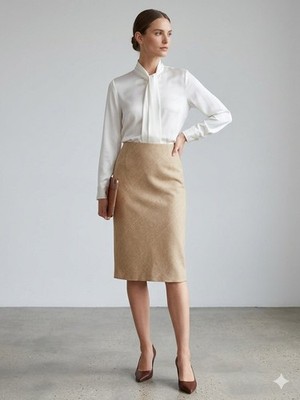 Strenesse Blue Side Zip Argyle Tan Wool Pencil Skirt Womens Size 34 US 4
