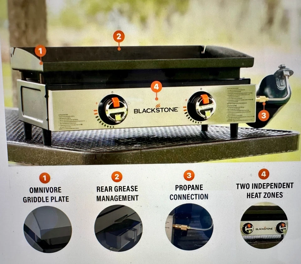 Plancha Omnívora Blackstone 22" con Capucha y Bolsa de Transporte - Excelente Estado Foto 3 de 4