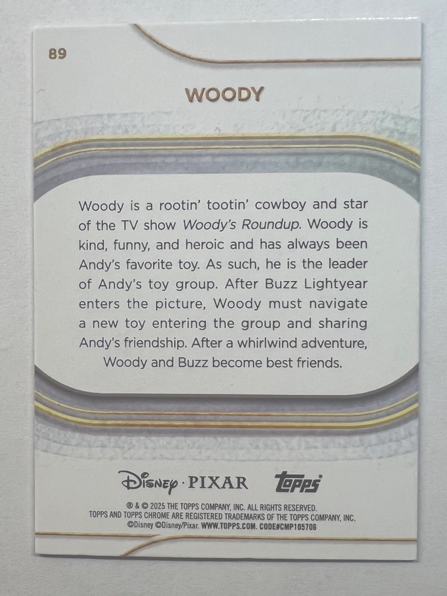 2025 Topps Chrome Disney Woody #89 Aqua Mini Diamond #d 99/199 | eBay
