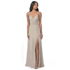 Azazie Everleigh Dress Frost A-Line Pleated Chiffon Maxi Bridesmaid NWT Size 4