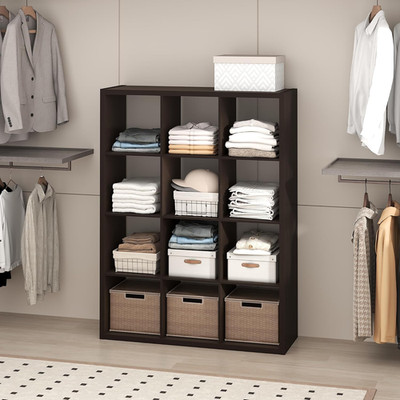 Dark Oak 12-Cube Closet Organizer - Chic Storage for Any Room