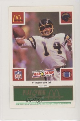1986 McDonald's Play & Win All-Star Team Green Tab Dan Fouts HOF 1md