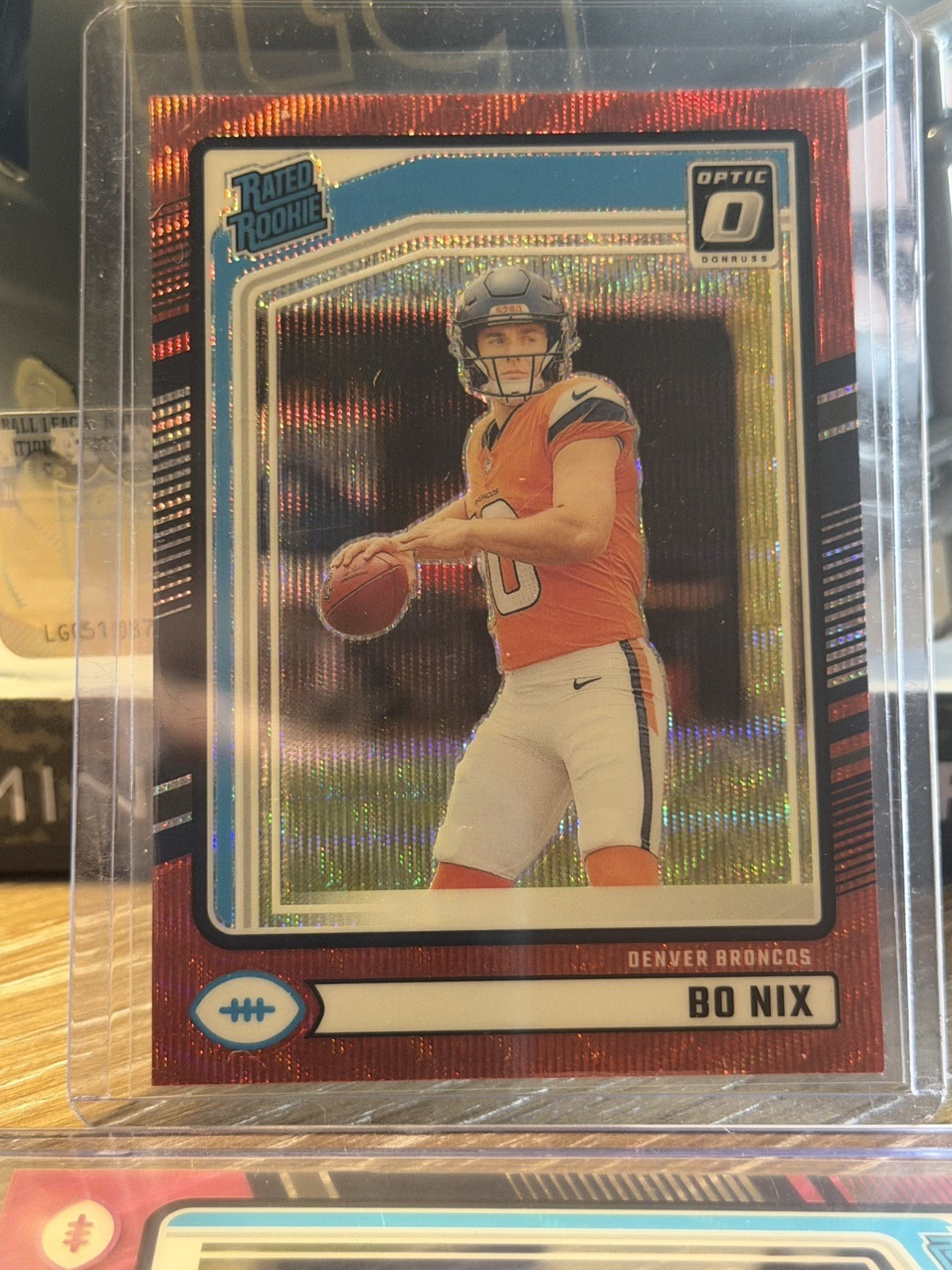 2024 Panini Donruss Rated Rookie Bo Nix #369 Optic Preview Red Wave Prizm (RC)