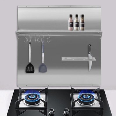30''x 30.7'' Stainless Steel Stove Backsplash Wall-mounted Metal Range With 6 Hook