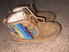 Girls Size 3 UGG Holographic Fur Lined Tie Bo...