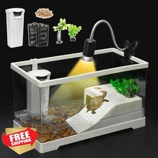 AZV Extra Large Turtle Tank Kit Habitat Basking Platform Filter Light Plants