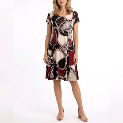Damen Kleid Gr. 38 40 Italy Sommer Tunika mit Muster leichter Glanz Stoff