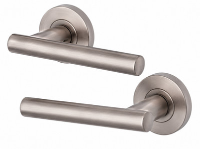 Innentürdrücker Paar Georgia Style Hebel auf runder Rose - SATIN NICKEL