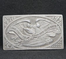 WC09173 VINTAGE 1976 THE RIGHT TO KEEP AND BEAR ARMS 2ND AMENDMENT BELT BUCKLE