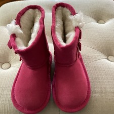 UGG Koolaburra Toddler Victoria Pink Suede Bow Boot, Sz 5