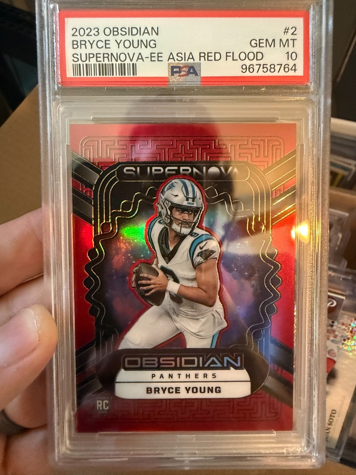 Bryce Young Panini Obsidian Supernova #2 Electric Etch Asia Red Flood