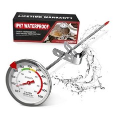 Candy Thermometer with Pot Clip, Waterproof Deep Fry Oil Thermometer Silver