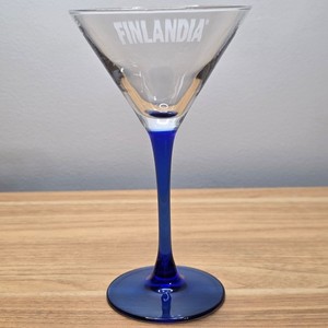 Vtg Finlandia Vodka Martini Glass Blue Stem Barware Cocktail Glass Collectible