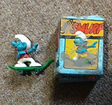 Schleich Smurf Figurine on Green Base with Original Box, The Smurfs