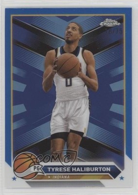 2023-24 Topps Chrome Blue Refractor 18/75 Tyrese Haliburton #4 0d0q