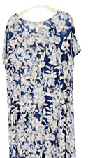 Bohemian Swing Dress SIZE L 18-20 Crinkle Rayon Midi Peasant Prairie Blues