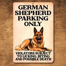 German Shepherd Parking Sign dog funny metal tin wall art handmade outdoor gift
