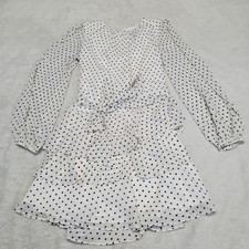 Express White Black Polka Dot Ruffle Tiered Sleeve Dress Small Party Cocktail