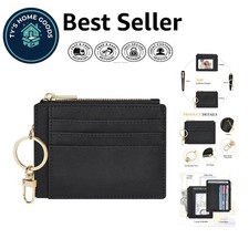 Compact Front Pocket Wallet for Women - Slim Design with 6 Card Slots  Keychain