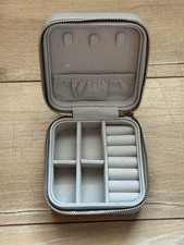 Compact Travel Jewelry Organizer   Blue-Grey Vegan Leather