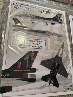 SYHART DECAL # 48-112  1:48th SCALE BELGIAN A/F  F-16AM FALCON 75 YEARS DECAL