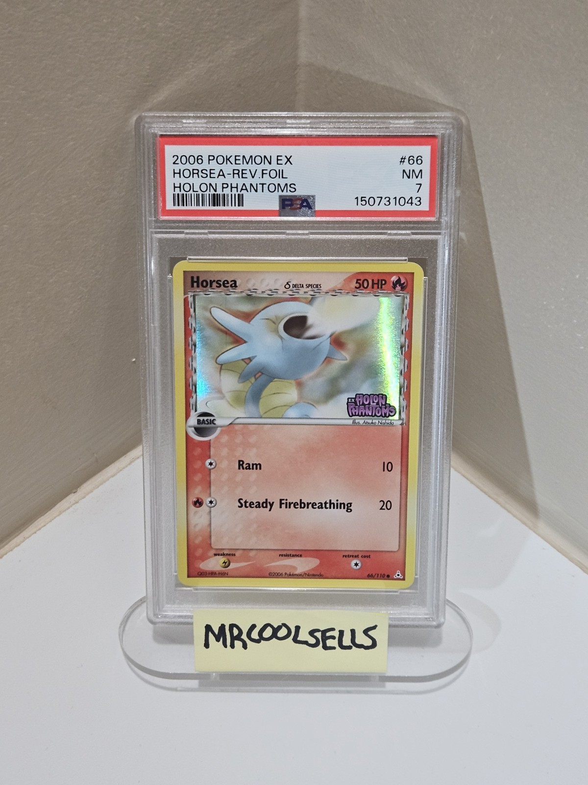 POP 8! 2006 POKEMON EX HOLON PHANTOMS #66 HORSEA-REVERSE HOLO FOIL PSA