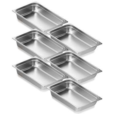 VEVOR 6 Pack Full Size Hotel Pans Steam Table Pan Stainless Steel 4'' Deep