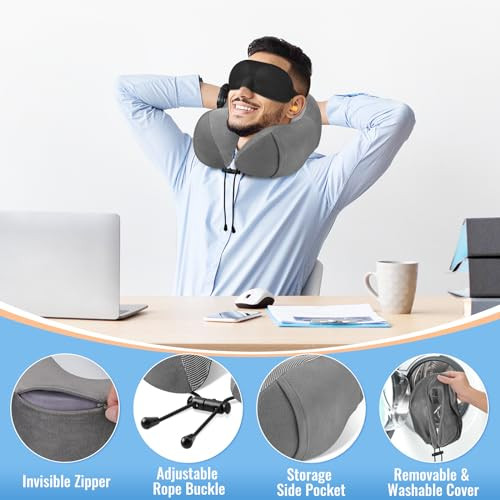 Premium Memory Foam Travel Neck Pillow for Comfort & Support