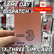 1x Three 3 SIM Card – Pay As You Go – Total Roll Over